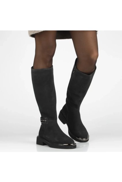 Dámske topánky čižmy sivé kód DKZ7234/25 - GM DKZ7234/25 GRAFITOWY 38 - GM (Veľkosť 38)