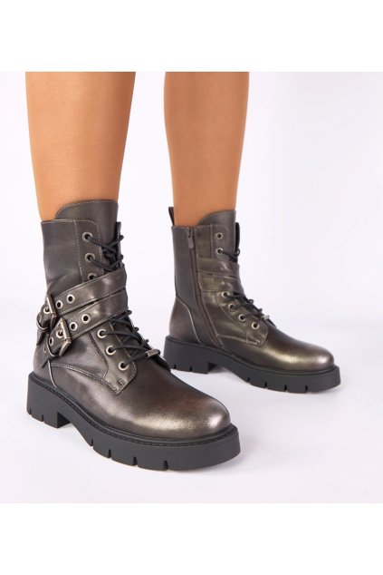 Dámske členkové topánky sivé kód M-806 - GM M-806 GUN 38 - GM (Veľkosť 38)