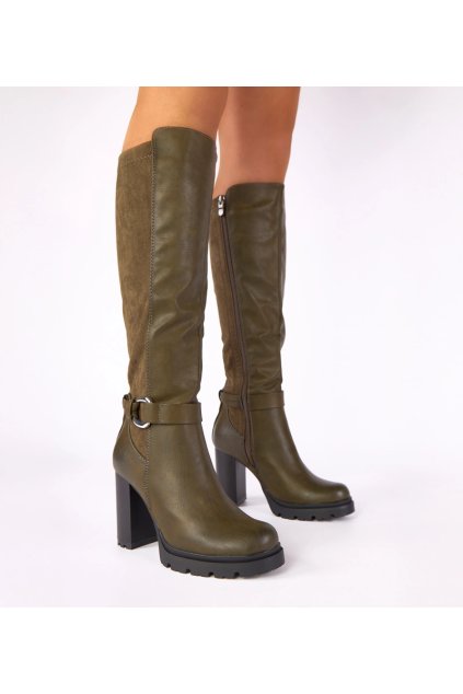 Dámske topánky čižmy zelené kód A93 - GM A93 GREEN 38 - GM (Veľkosť 38)