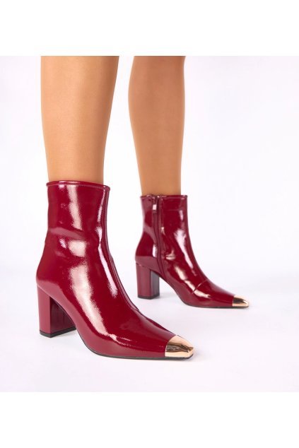 Dámske členkové topánky červené kód 579-3 - GM 579-3 WINE 38 - GM (Veľkosť 38)