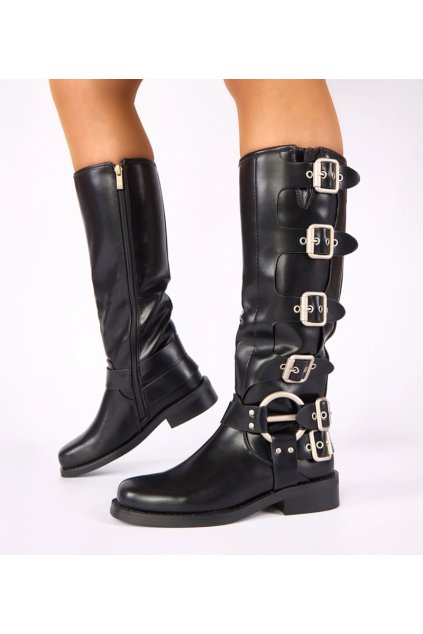 Dámske topánky čižmy čierne kód K521 - GM K521 BLACK 38 - GM (Veľkosť 38)