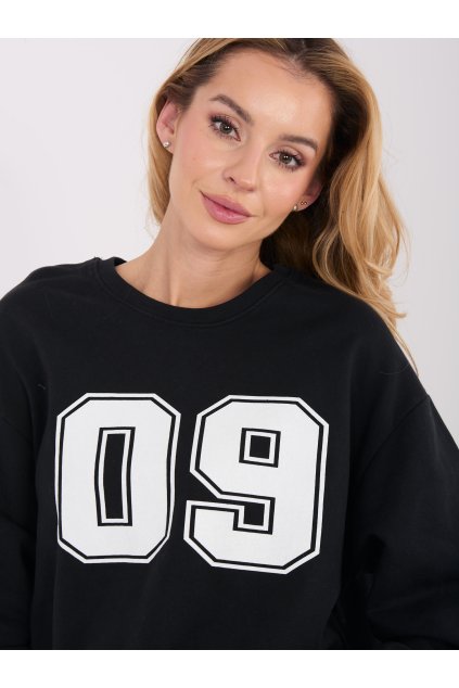 Dámska čierna športová mikina bez kapucne WT-BL-A1267-1.66 (Farba Čierna, Veľkosť ONE SIZE)
