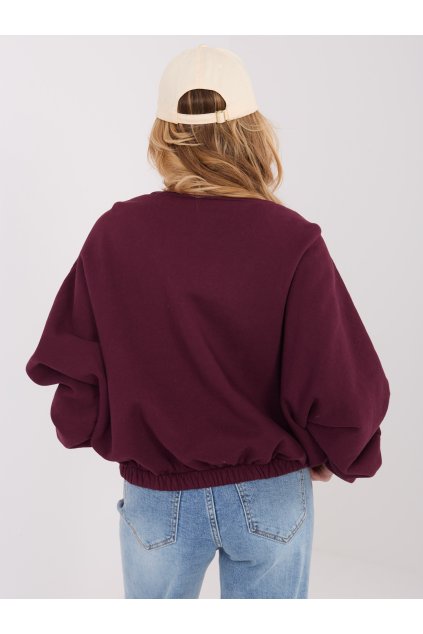 Dámska bordová športová mikina bez kapucne WT-BL-A1455.87 (Farba Bordová, Veľkosť ONE SIZE)