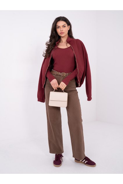 Dámska bordová športová mikina bez kapucne WT-BL-A1460.58 (Farba Bordová, Veľkosť ONE SIZE)