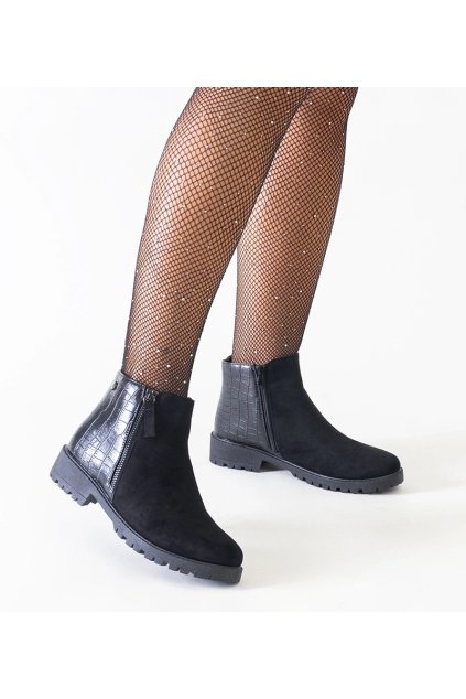 Dámske topánky tenisky čierne kód BL24011 - GM BL24011 BLACK MICROFIBER+ CROCO PU 38 - GM (Veľkosť 40)