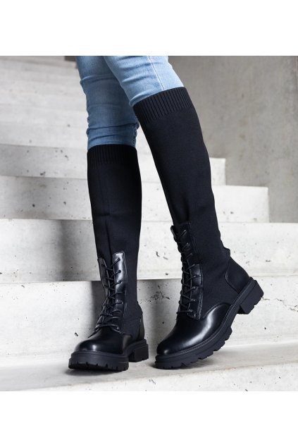 Dámske topánky čižmy čierne kód 68129 - GM 68129 BLACK 38 - GM (Veľkosť 39)