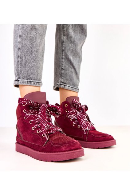 Dámske topánky tenisky červené kód C2077 - GM C2077-5 WINE 38 - GM (Veľkosť 38)