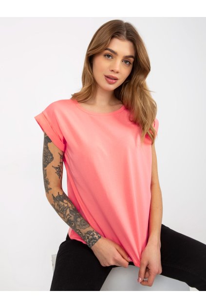 Dámske jednofarebné farba broskyňová kód RV-TS-4833.00X (Farba Broskyňová, Veľkosť XS)