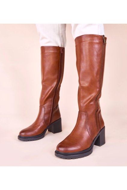 Dámske topánky čižmy hnedé kód HBL-171 - GM HBL-171 CAMEL PU 38 - GM (Veľkosť 38)