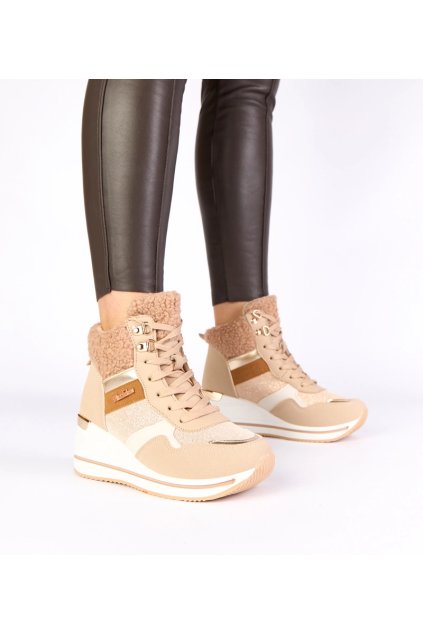 Dámske topánky tenisky hnedé kód EX5600 - GM EX5600-4 KHAKI 38 - GM (Veľkosť 38)