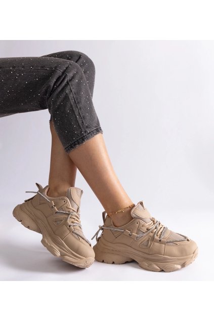 Dámske topánky tenisky hnedé kód A88-202 - GM A88-202 KHAKI 38 - GM (Veľkosť 38)