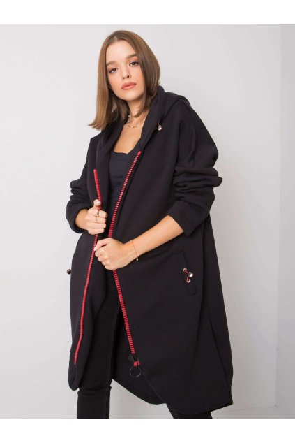 Dámska čierno-červená športová mikina dlha RV-BL-6861.17 (Farba Čierno-červená, Veľkosť S/M)