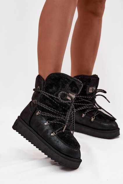 Dámské sněhule na platformě s kožešinou D.Franklin DFSH37005 Černé (Veľkosť 37)