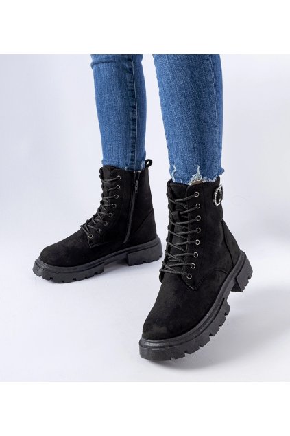 Dámske členkové topánky čierne kód JG2313 - GM JG2313 BLACK MICRO FIBER 38 - GM (Veľkosť 39)