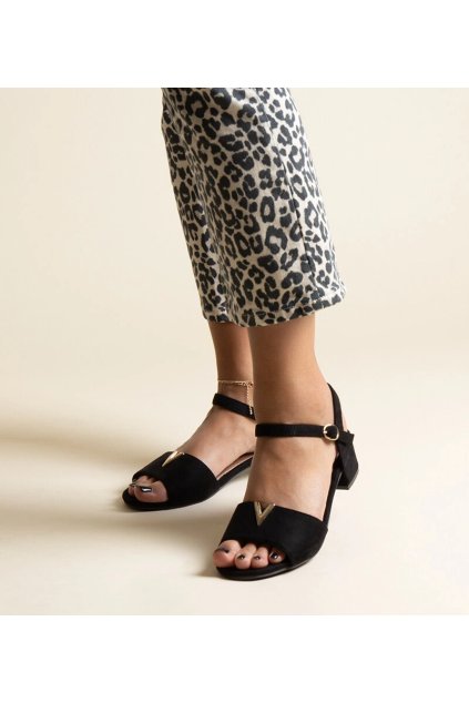 Čierne sandále na nízkom opätku s prackou Horner YY23835 BLACK MICROFIBER 38 - GM (Veľkosť 36)