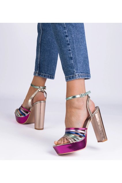 Viacfarebné masívne sandále na podpätku Veransa B115 COLOR MIXING 38 - GM (Veľkosť 38)