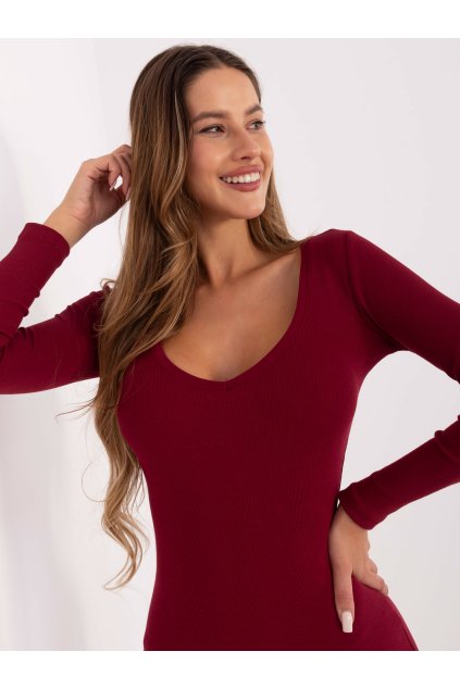 Dámske bordove šaty basic kód produktu RV-SK-7436.53 (Farba Bordová, Veľkosť S)