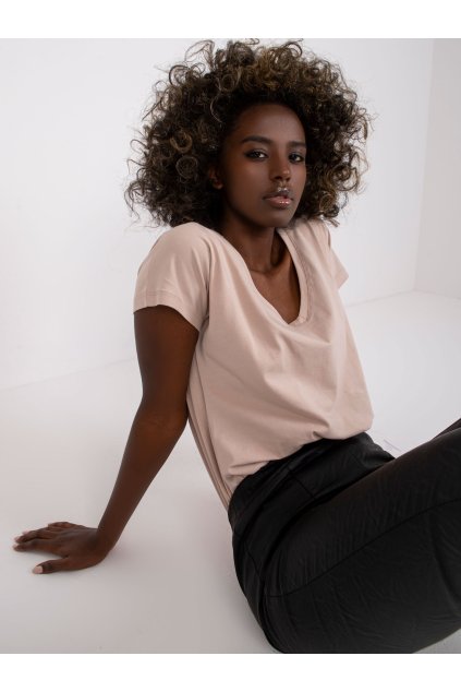 Dámske jednofarebné farba béžová kód RV-TS-4832.01P (Farba Béžová, Veľkosť L)