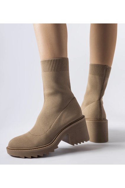 Dámske členkové topánky hnedé kód 5727 - GM 5727 KHAKI 38 - GM (Veľkosť 39)