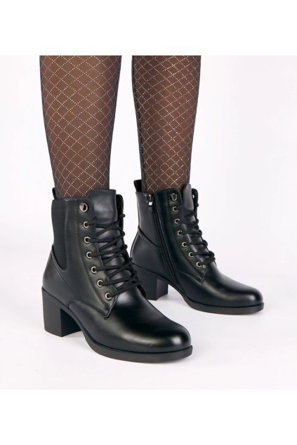 Dámske členkové topánky čierne kód 6642 - GM 6642 BLACK 38 - GM (Veľkosť 39)