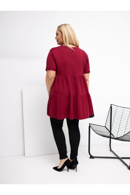 Dámska blúzka plus size bordová RV-BZ-7923-1.34P (Farba Bordová, Veľkosť ONE SIZE)