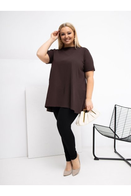 Dámska blúzka plus size tmavo-hnedá RV-BZ-7923-1.34P (Farba Tmavo-hnedá, Veľkosť ONE SIZE)