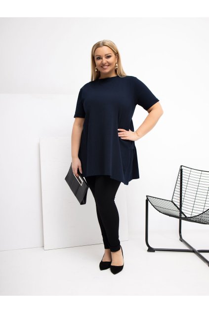 Dámska blúzka plus size granatovo-modrá RV-BZ-7923-1.34P (Farba Granatovo-modrá, Veľkosť ONE SIZE)