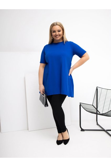 Dámska blúzka plus size kobaltovo-modrá RV-BZ-7923-1.34P (Farba Kobaltovo-modrá, Veľkosť ONE SIZE)
