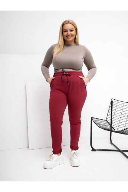 Dámske tepláky pre moletky kód RV-DR-4765.52 (Farba Bordová, Veľkosť 2XL)