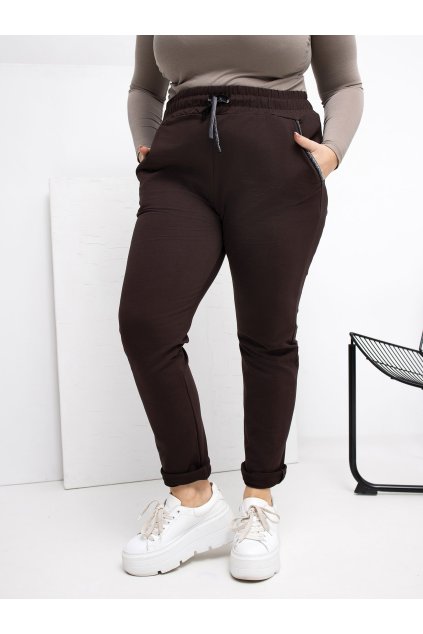 Dámske tepláky pre moletky kód RV-DR-4765.52 (Farba Tmavo-hnedá, Veľkosť 2XL)