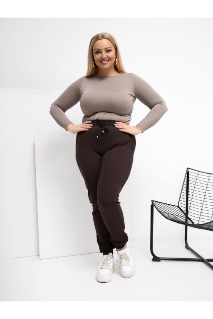 Dámske tepláky pre moletky kód RV-DR-6301.88 (Farba Tmavo-hnedá, Veľkosť 2XL)