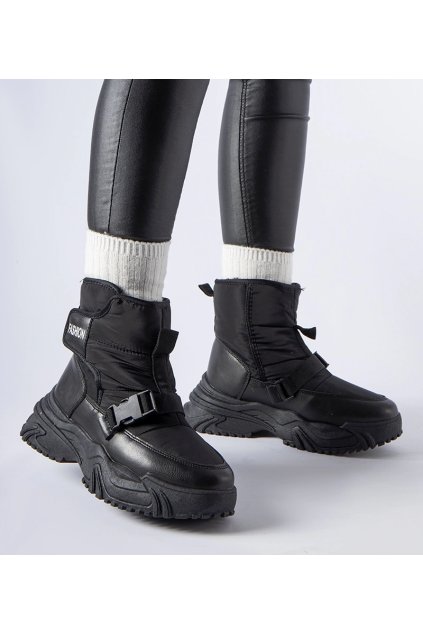 Čierne zateplené snehule na suchý zips Mernicco HBDF86 BLACK 38 - GM (Veľkosť 37)