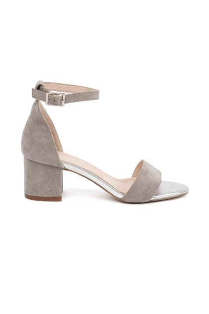 Sivé dámske lodičky na hrubom podpätku Sergio leone kod CCC -1- SK839G (Veľkosť 37.5)