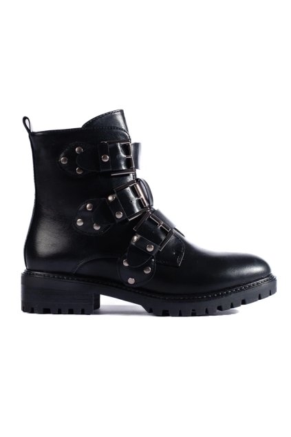 Čierne dámske členkové topánky workery na nízkej podrážke Shelvt kod CCC -1- C657B (Veľkosť 37.5)