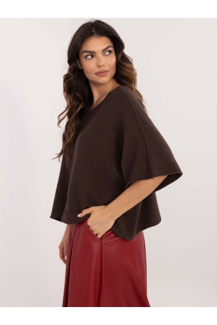 Dámsky sveter farba Tmavo-hnedá kód IT-SW-0811.82P (Farba Tmavo-hnedá, Veľkosť ONE SIZE)