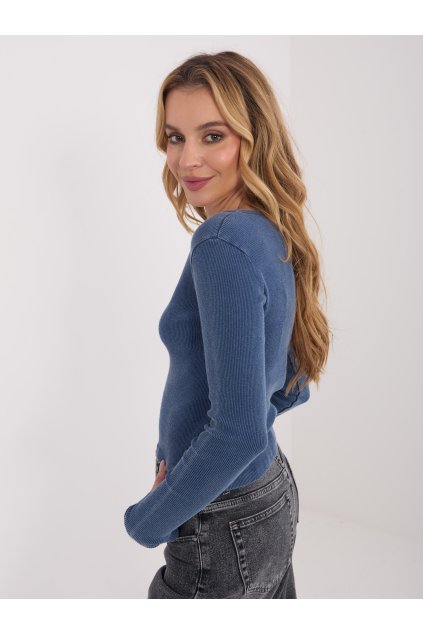 Dámska blúzka s dlhým rukávom tmavo-modrá WT-BZ-A1138-1.67 (Farba Tmavo-modrá, Veľkosť ONE SIZE)