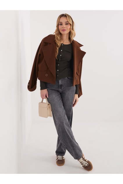 Dámska blúzka s dlhým rukávom tmavo-hnedá WT-BZ-A1148.82 (Farba Tmavo-hnedá, Veľkosť ONE SIZE)