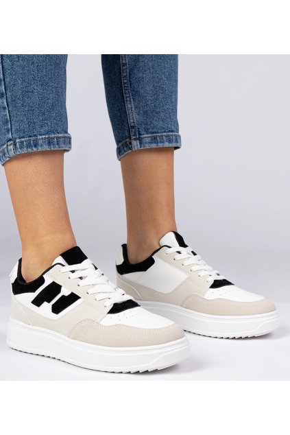 Biele dámske tenisky kód SL-215 - GM SL-215 WHITE BLACK (Veľkosť 36)