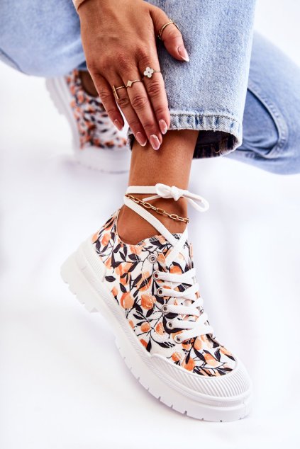 Biele dámske tenisky s textilným vrchným materiálom, kód produktu BL282P-2 WHITE (Veľkosť 36)