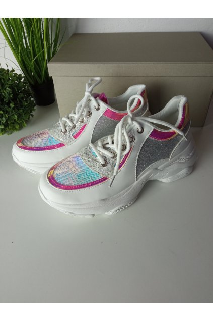 Biele dámske tenisky z eko kože, celoročné, kód produktu NJSK 1071 (Veľkosť 35.5)