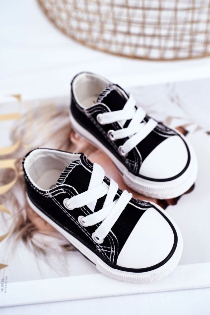 Čierne detské tenisky Filemon NJSK 860-1A BLACK (Veľkosť 18)