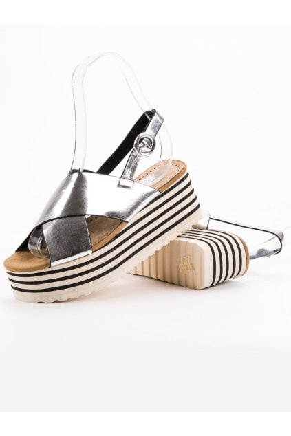 Dámske sivé sandále na suchý zips, kód produktu NJSK C7225S (Veľkosť 36)