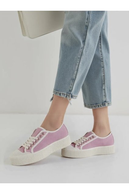 Fialové dámske textilné tenisky na šnúrovanie, kód produktu BB106 (Veľkosť 36)