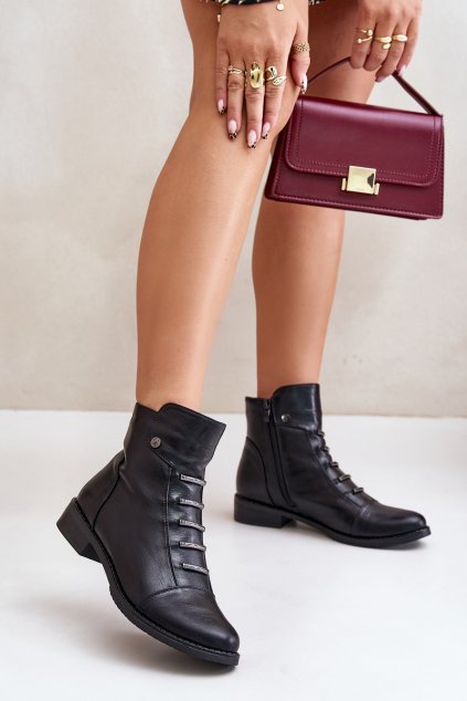 Zateplené dámské boty na plochém podpatku černé Labise (Veľkosť 36)