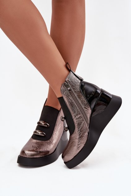 Dámské kotníkové boty na platformě D&A MR52-106 metalické (Veľkosť 36)