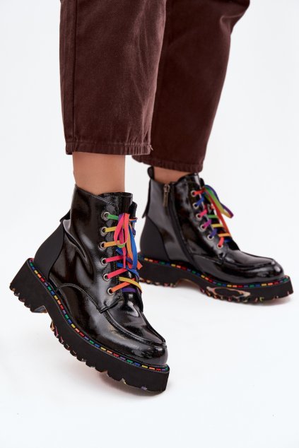 Kožené lakované dámské kotníkové boty Artiker 57C0064 Černé (Veľkosť 36)