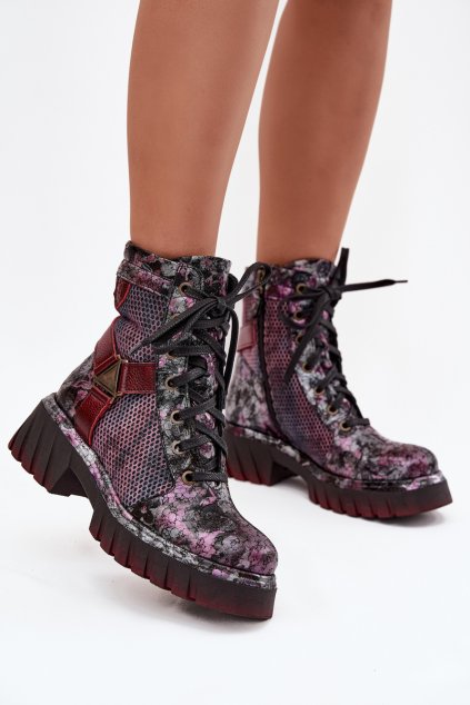 Kožené workery dámské Maciejka 07072-23 bordó (Veľkosť 36)