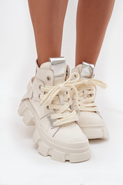 Kožené zateplené sportovní boty GOE SS2N4055 bílé (Veľkosť 36)