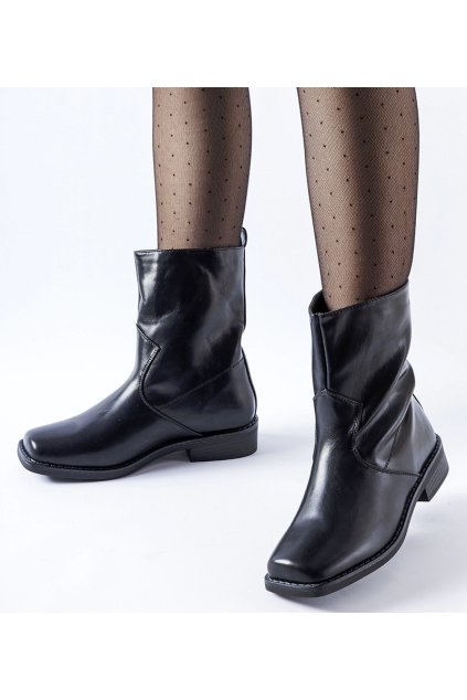 Čierne dámske členkové topánky, kód 8338 BLACK (Veľkosť 36)
