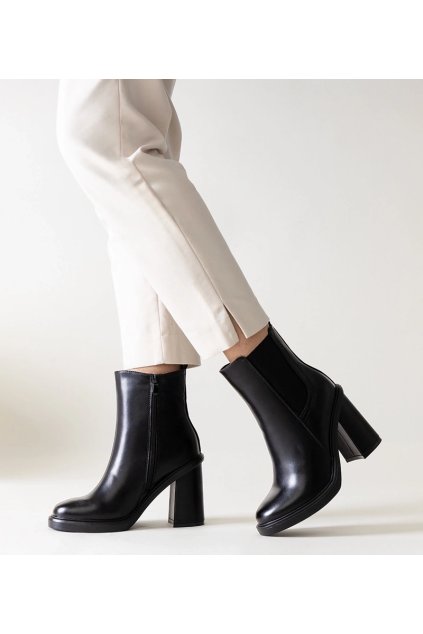 Dámske členkové topánky čierne kód 6965 BLACK (Veľkosť 36)